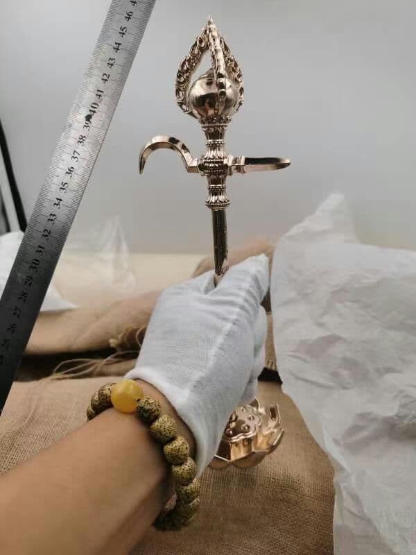 【修縁堂】密教法具 准提金剛勾 精密金属彫り 真鍮製 vajra 26cm