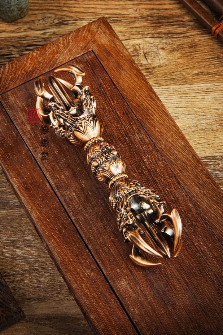 【修縁堂】 真鍮製 真言宗 法器 金剛五鈷杵 仏教法具 チベット密教