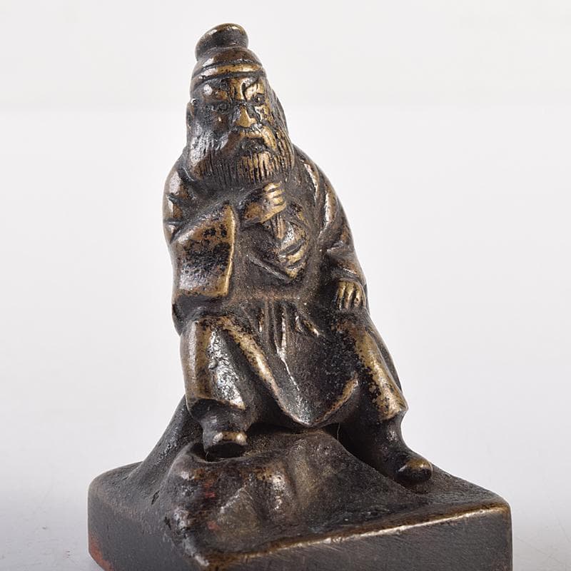 中国　古銅宣徳銅　篆刻　人物摘　獅子摘など　印材　5点まとめて　G　R7651