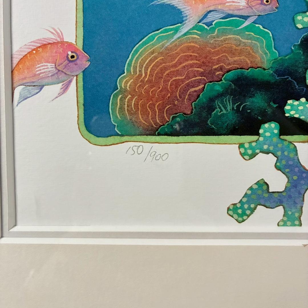 ジョアン・フック「サンゴ礁の熱帯魚」リトグラフ2点 大作 直筆サイン入 海