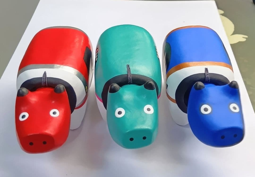 炎*い様 新品　野沢民芸　赤ベコ　新幹線　3号　3個セット