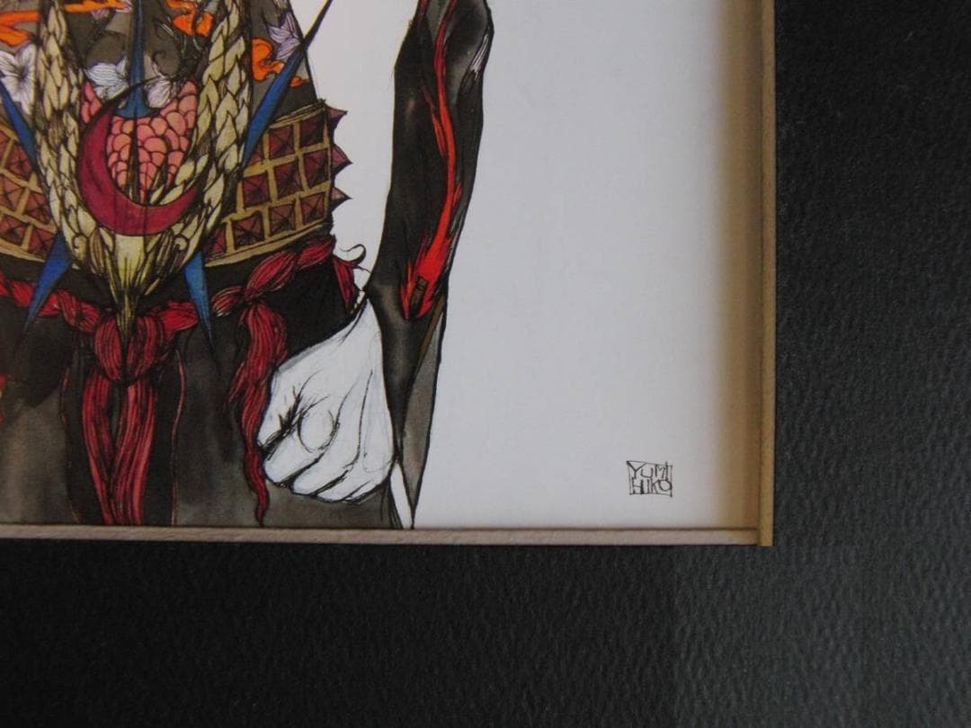 天野弓彦、【明智光秀】、希少な額装用画集より、状態良好、新品額 額装付