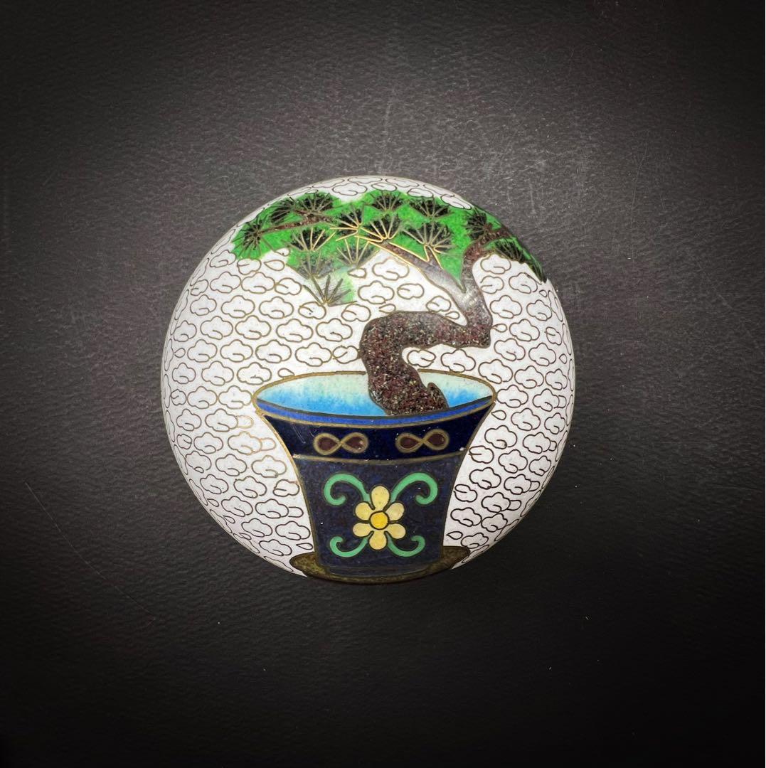 中國美術 古玩 景泰藍 七宝焼 超大博古紋茶入 茶筒 茶道具 高さ20.5cm