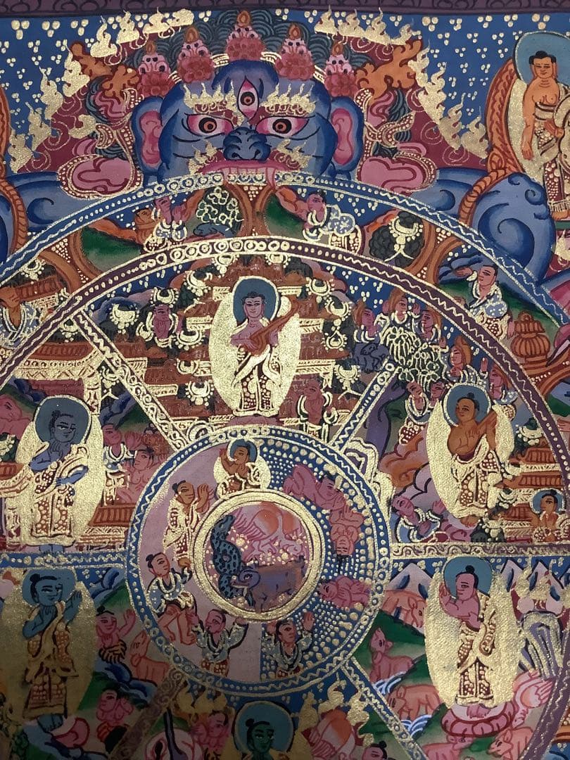 《 チベット密教　新品　1点物 》 手描き　曼荼羅　仏陀　六道輪廻　仏教　c2