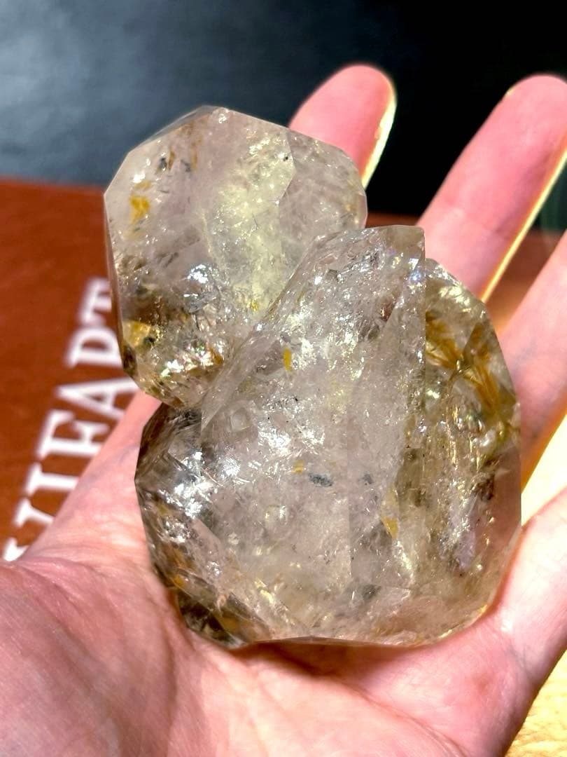 【超希少】大型 ゴールデン ハーキマーダイヤモンド 原石 (ハーキマー産) 水晶