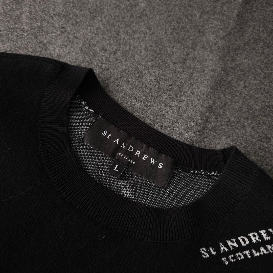 【セントアンドリュース】秋冬 総柄 ロゴネーム 長袖ゴルフニットセーター L
