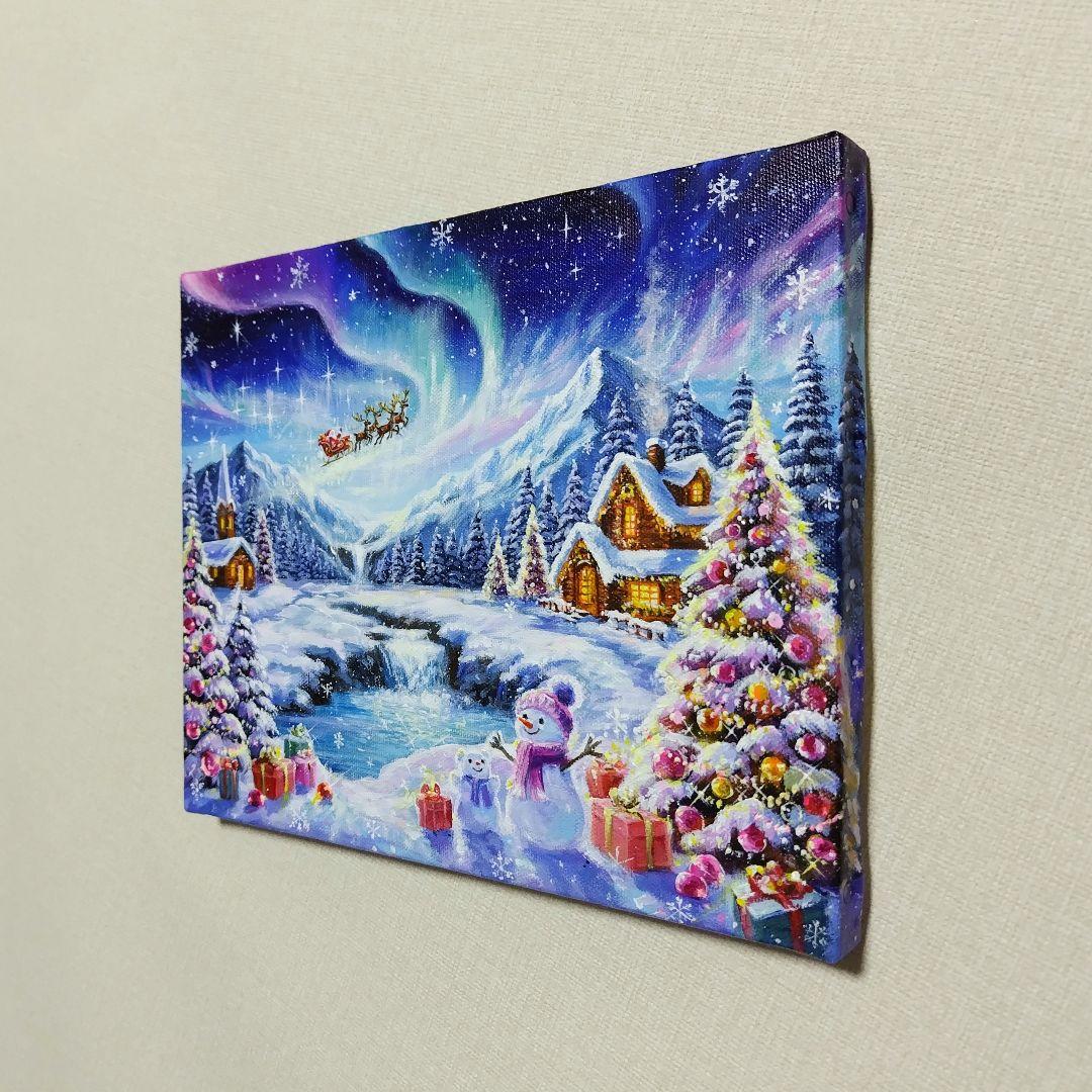 琥*ん様 【オーロラが輝く日】アクリル画 F3 風景画 絵画