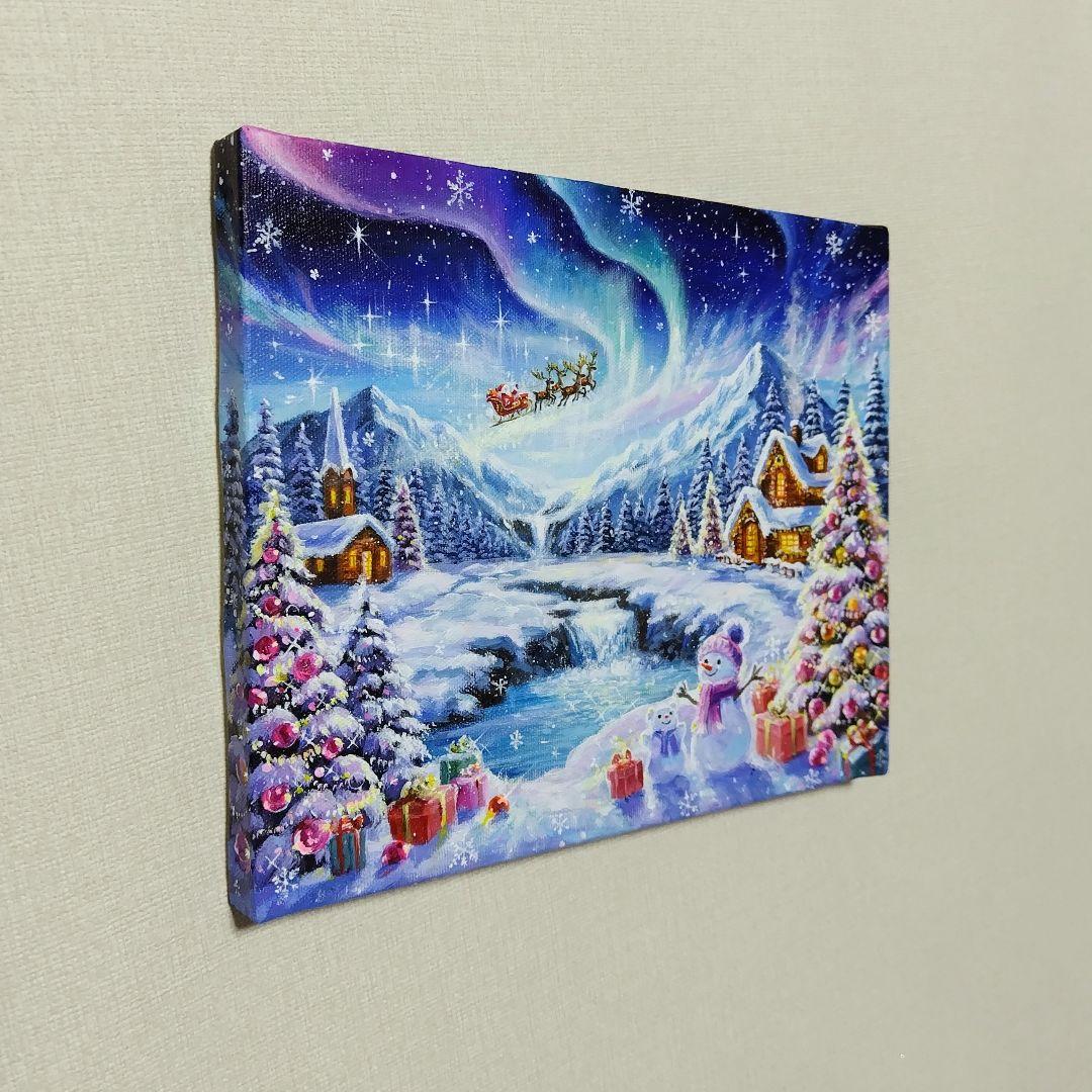 琥*ん様 【オーロラが輝く日】アクリル画 F3 風景画 絵画