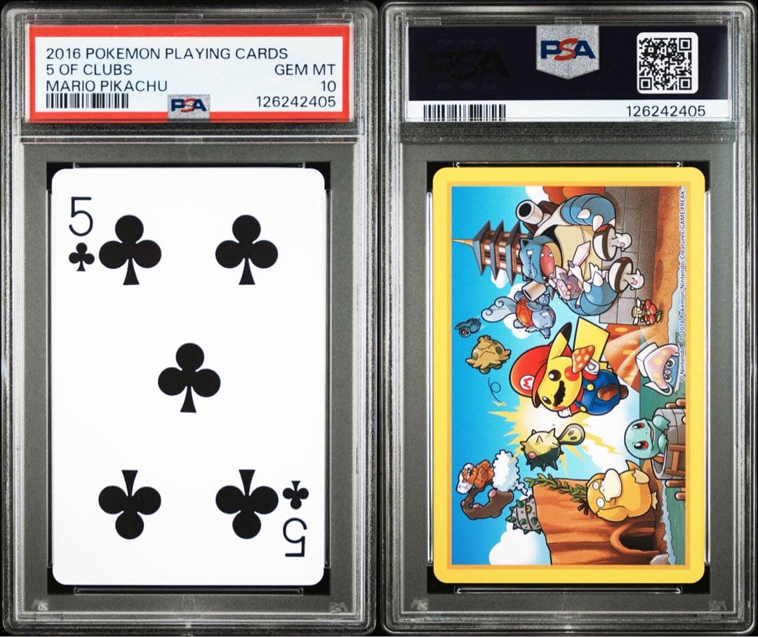【PSA10】ポケモン×任天堂　2016年マリオピカチュウトランプ　♣️5