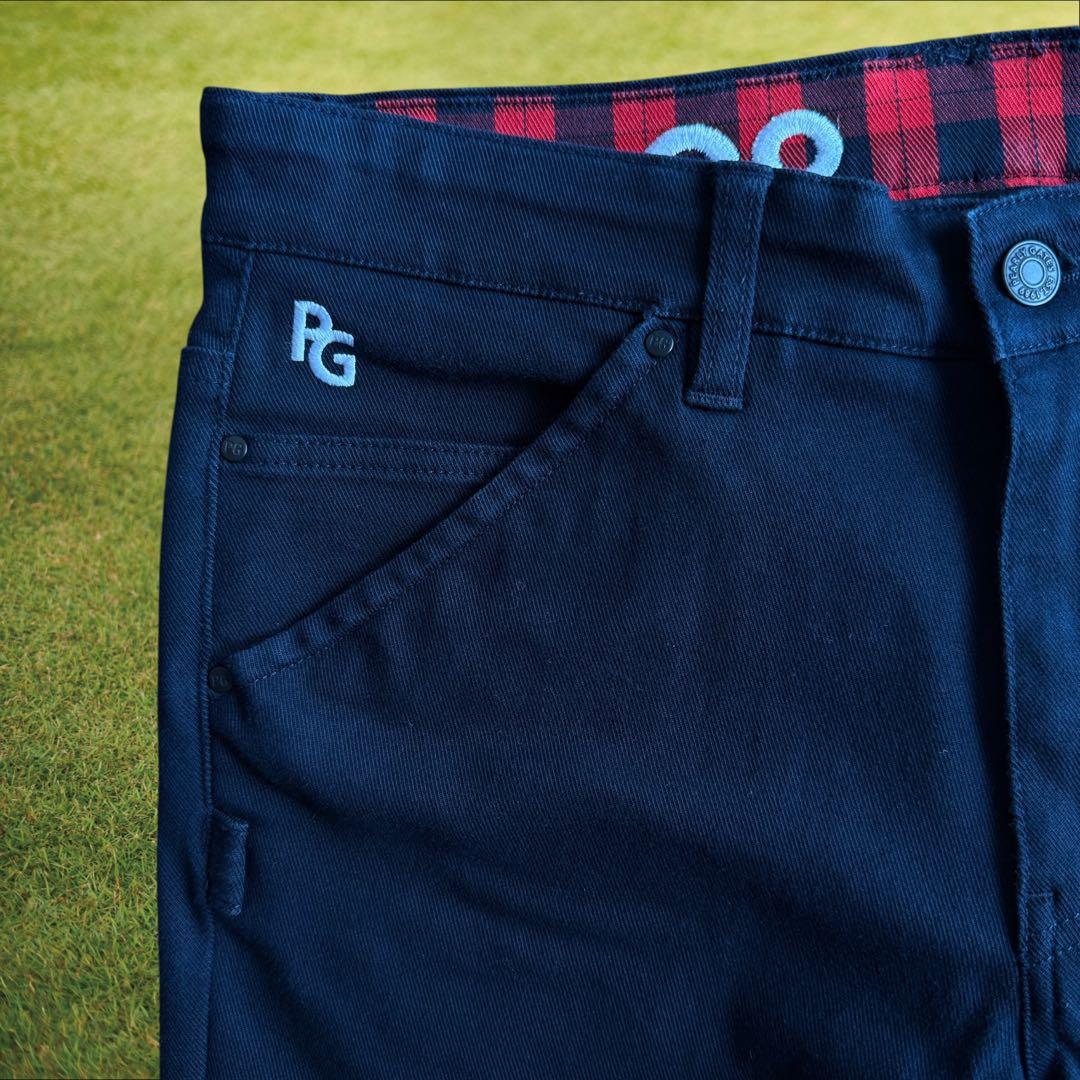 パーリーゲイツ　パンツ　M〜L相当　紺　濃紺　ネイビー　コットン素材　生地厚