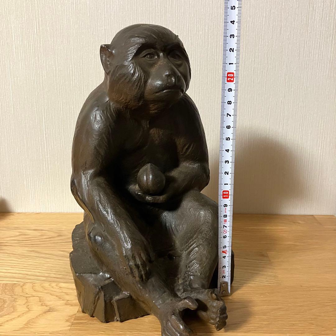 ※交渉中　高岡銅器　日展作家　環水造　猿　置物　オブジェ　➕　備前焼　銘々皿5枚