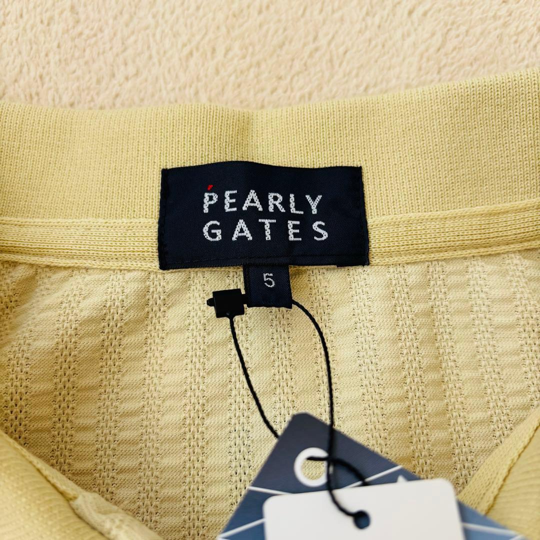 【新品タグ付き】パーリーゲイツ 半袖ポロシャツ シアサッカー 5 イエロー