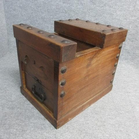 時代物木製欅製銭箱 [B26976]