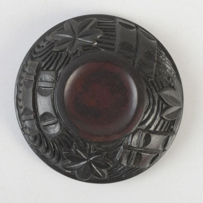 茶道具　鎌倉彫　花木文　香合　時代箱付　V　9611