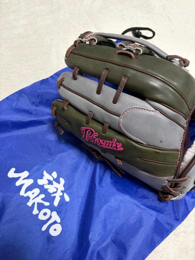 MAKOTO 軟式グローブ ダークグリーン/グレー