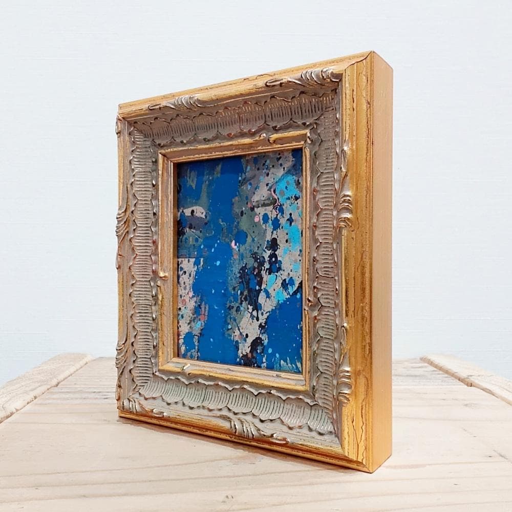 内野隆文　絵画　抽象画　段ボールにアクリル　アート作品　現代美術　ミニ額　額縁