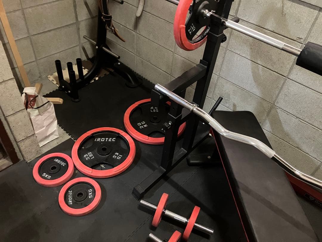 総額8.8万相当IROTEC バーベル140kgセット＋バーベルスタンド＋ベンチ
