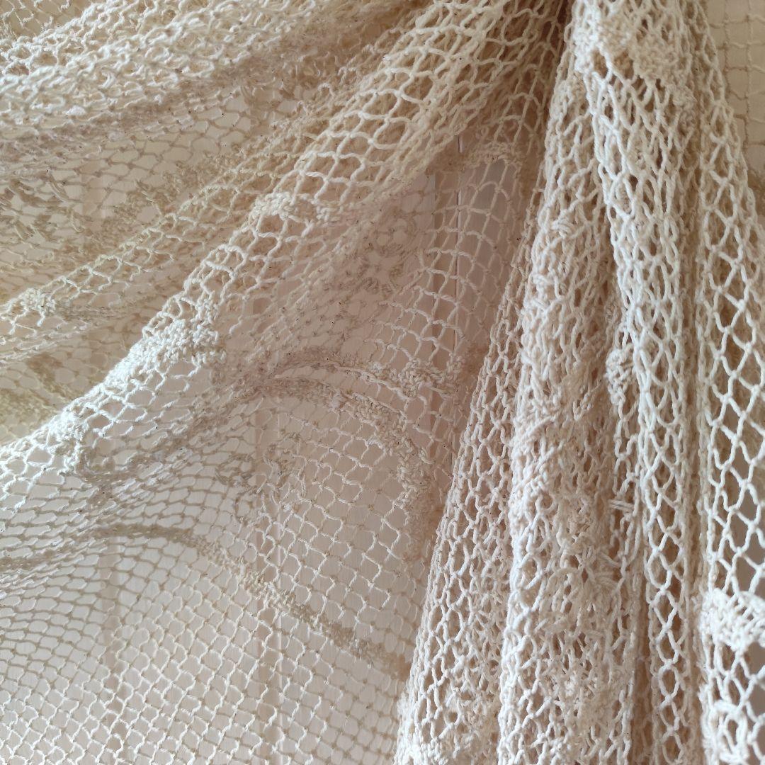 ハンドワークコットンフィレレース　生成り