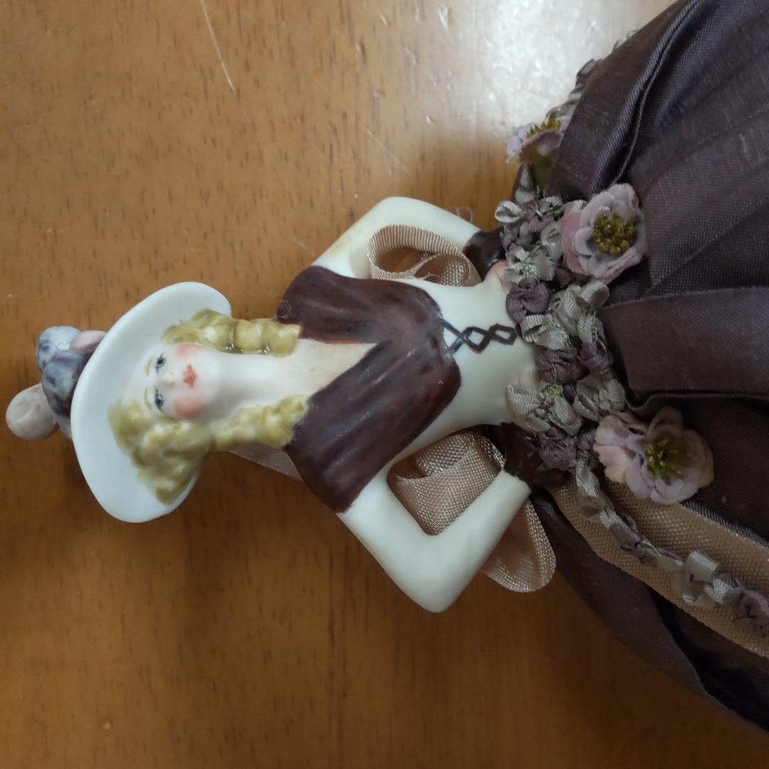 ハーフドール　ピンクッション　バイオレット　アンティーク風