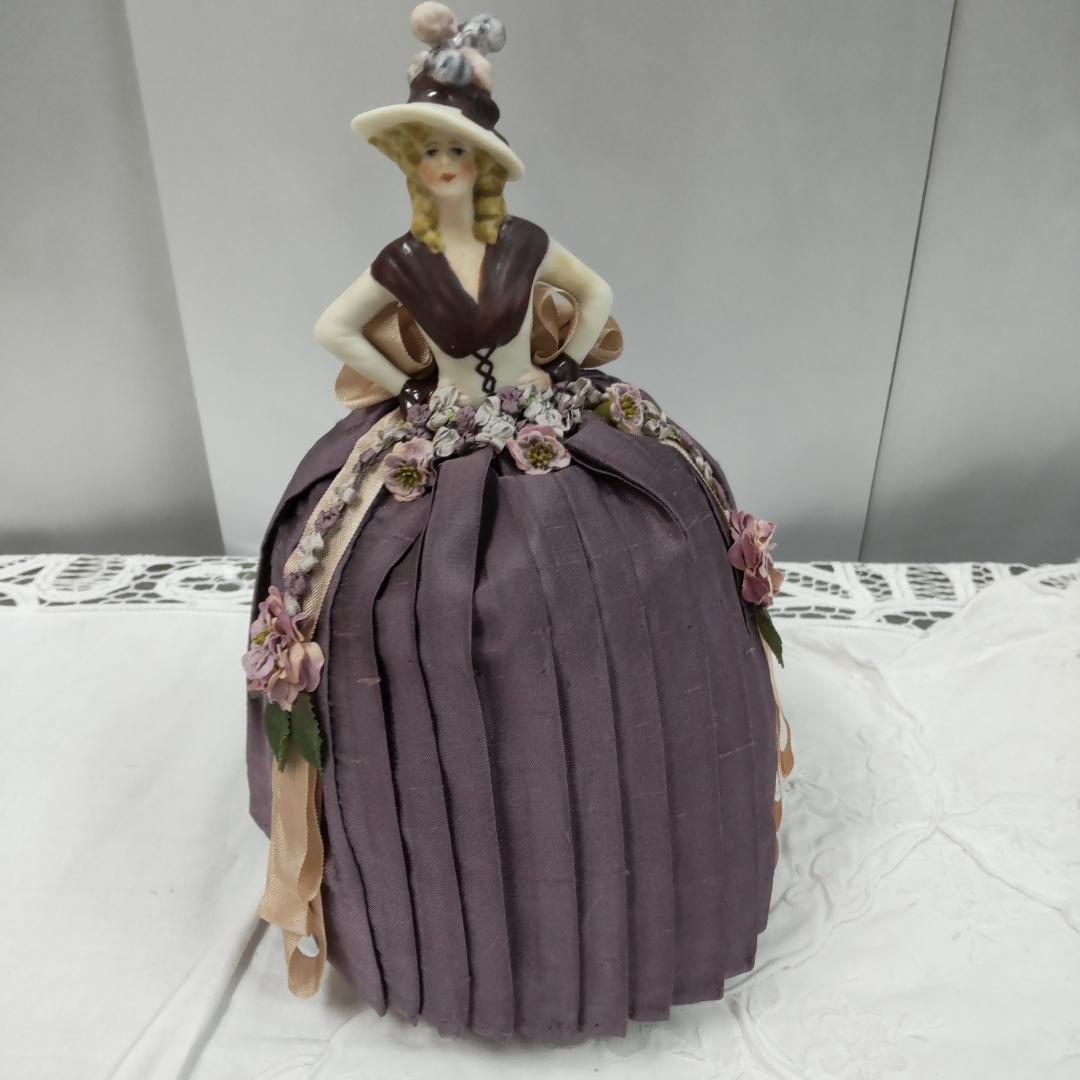 ハーフドール　ピンクッション　バイオレット　アンティーク風