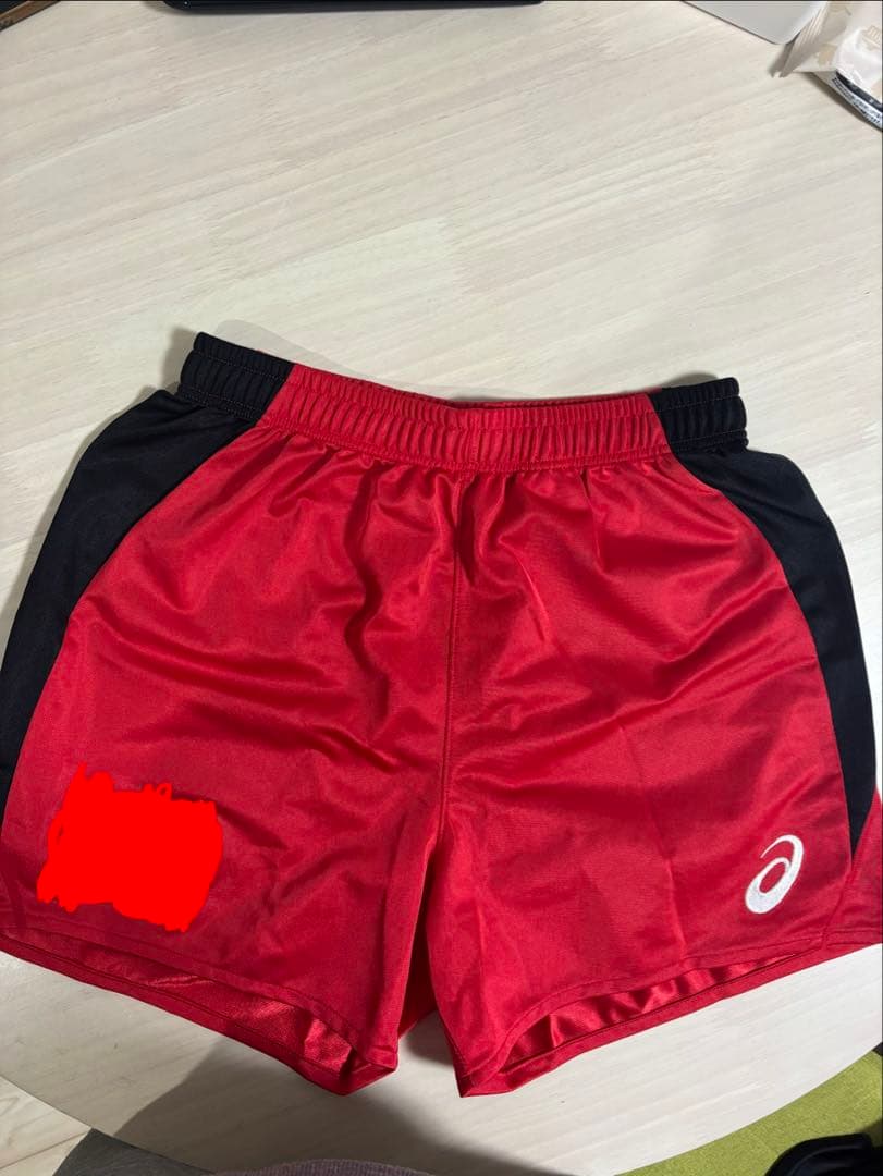 【限定品】アシックス バレーボールパンツ XL 赤黒 32