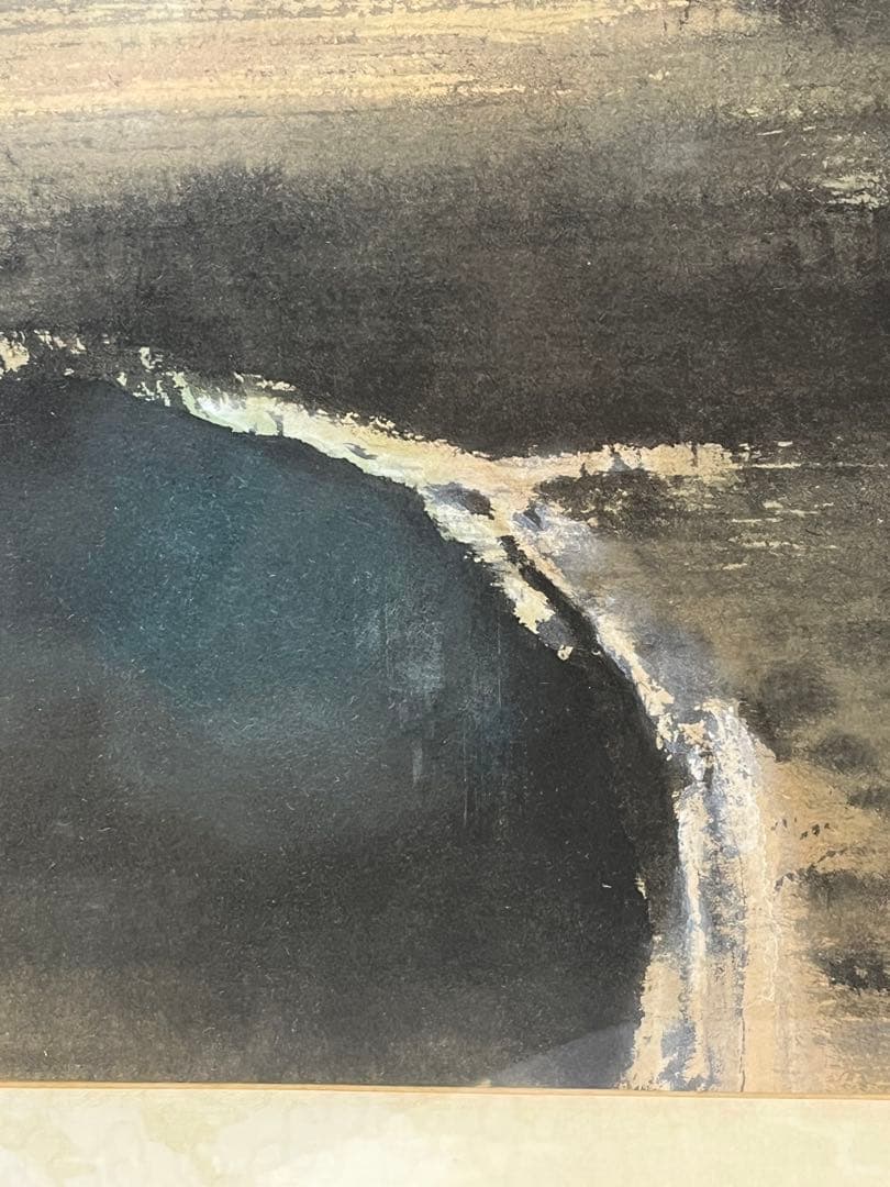 額入り壁掛け 水彩画 旭秋作　海岸 1151