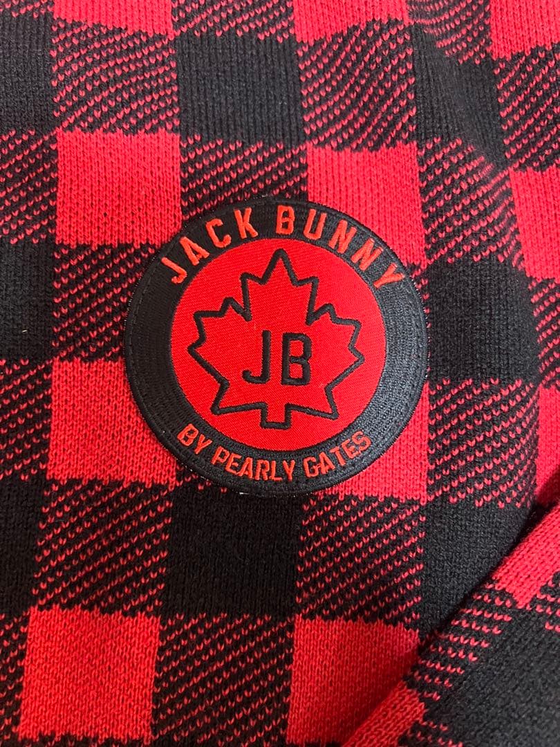 ジャックバニー パーリーゲイツ　ブロックチェック ワッペン ニット　新品
