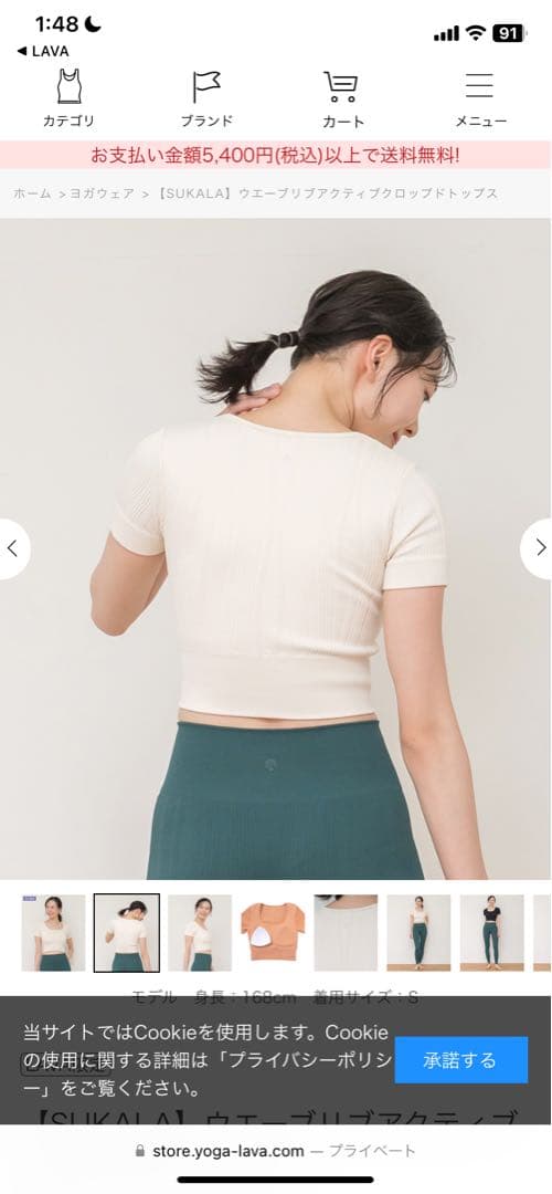 LAVA スカーラ　ウェーブリブアクティブクロップド　トップス