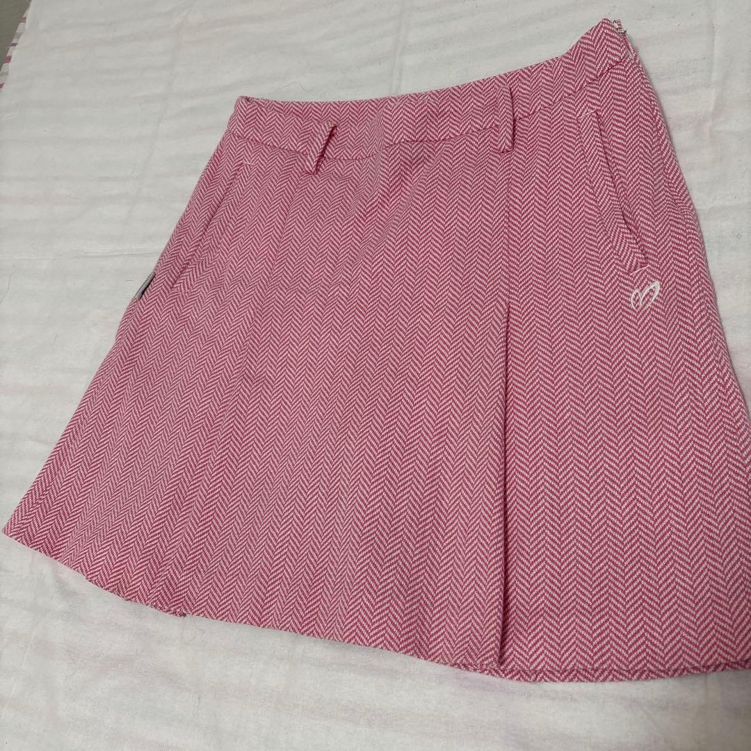 パーリーゲイツ1 AMSTERDAM ピンク ヘリンボーンスカート