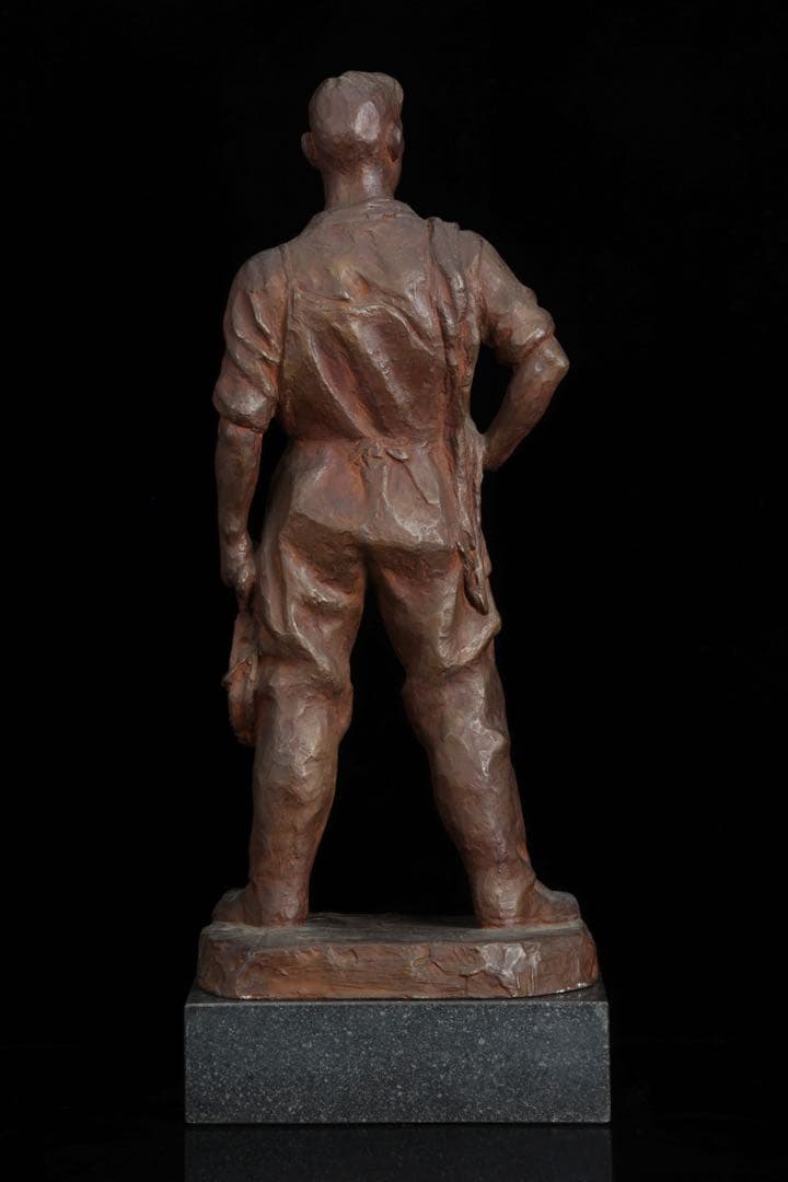彫刻家【茂木弘次】ブロンズ彫刻 漁師像 男性像 高さ54cm 銅像 骨董 古美術