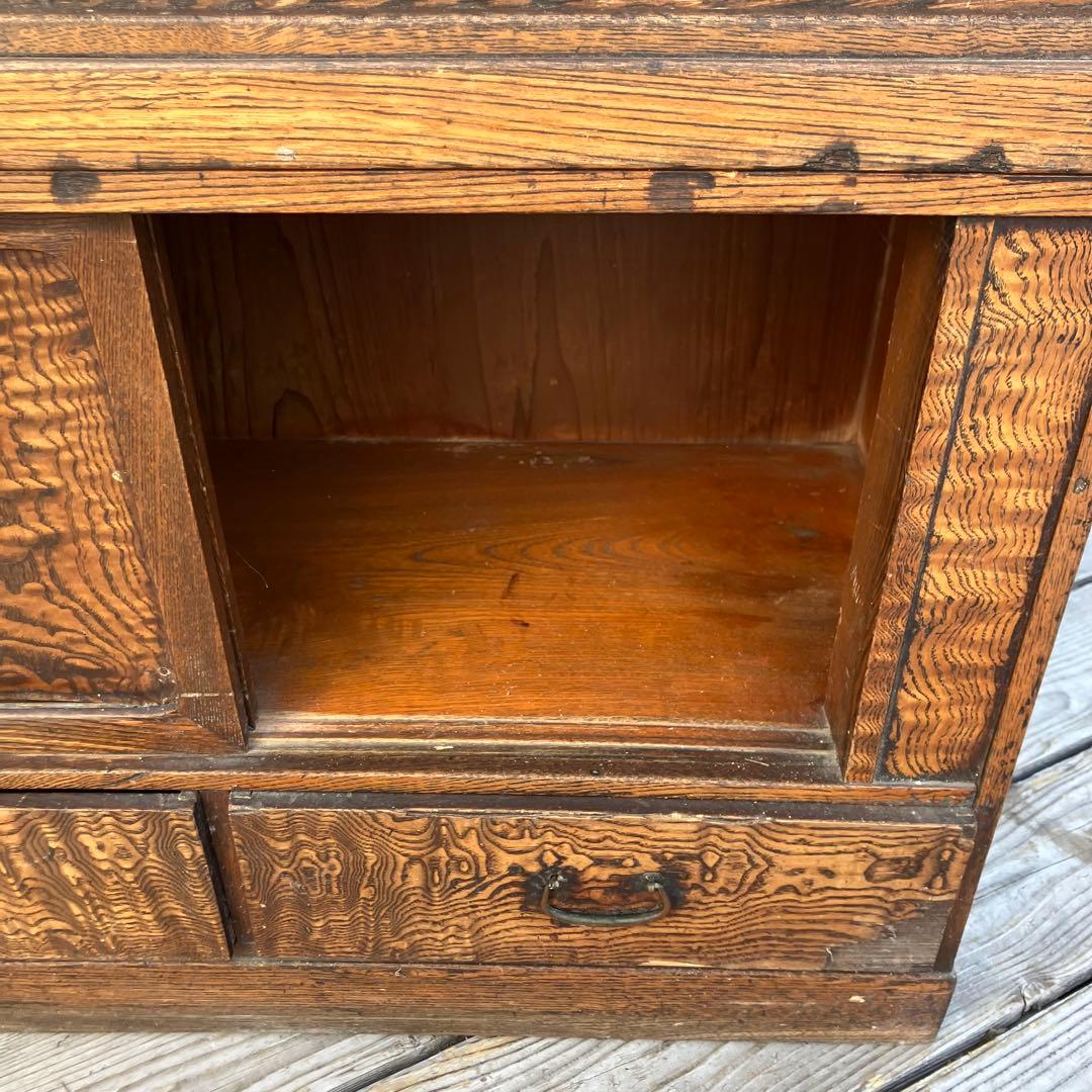 昭和レトロ 茶箪笥 飾り棚 ガラス扉 サイドボード 古家具 古民家ビンテージ