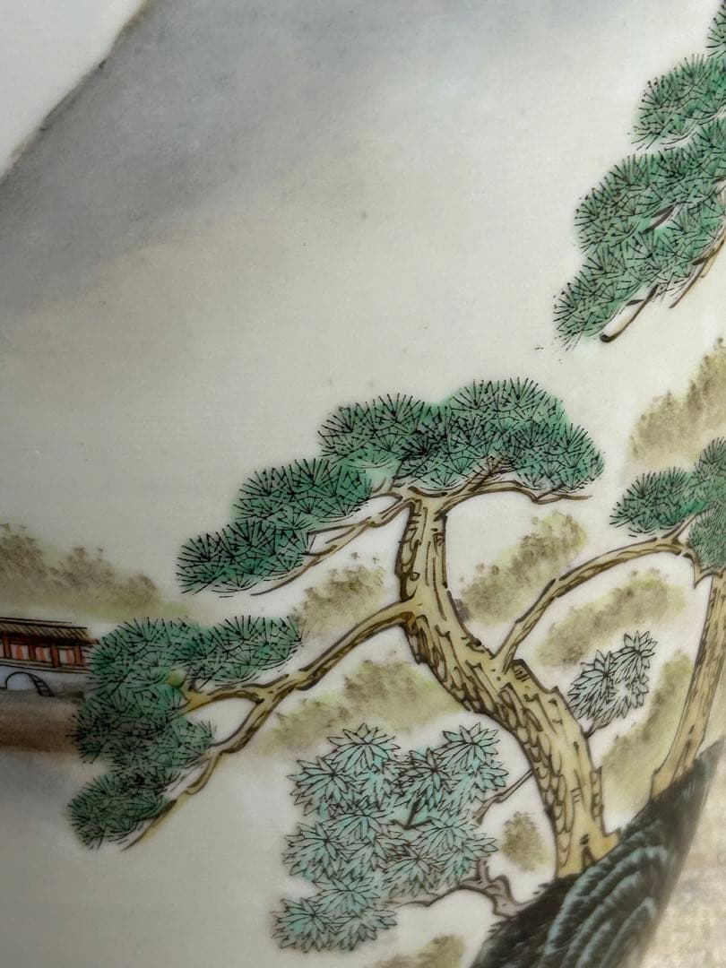 中国　景徳鎮製　山水　大瓶　送料込み0730