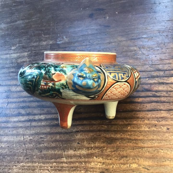 九谷庄三銘　割取画香炉