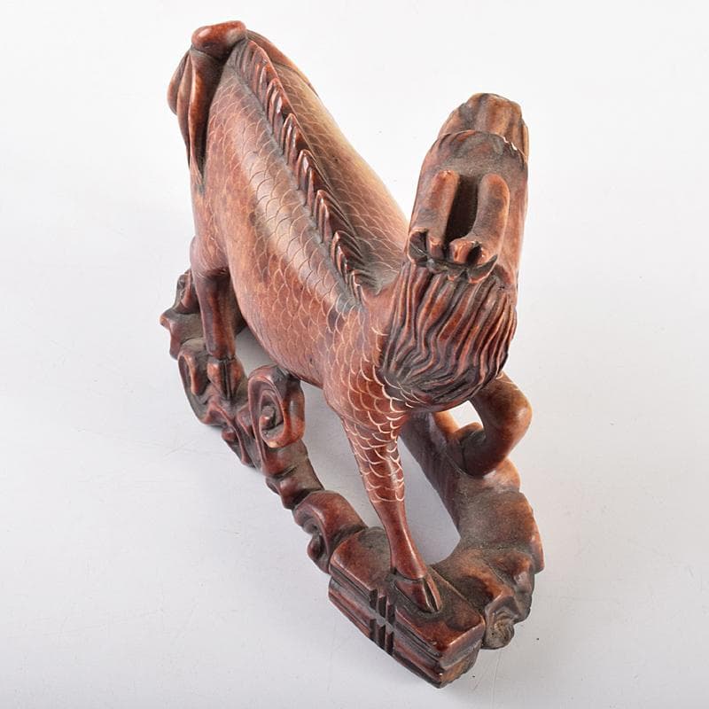 中国　玉石寿山石彫刻　神獣　置物　C　R5125