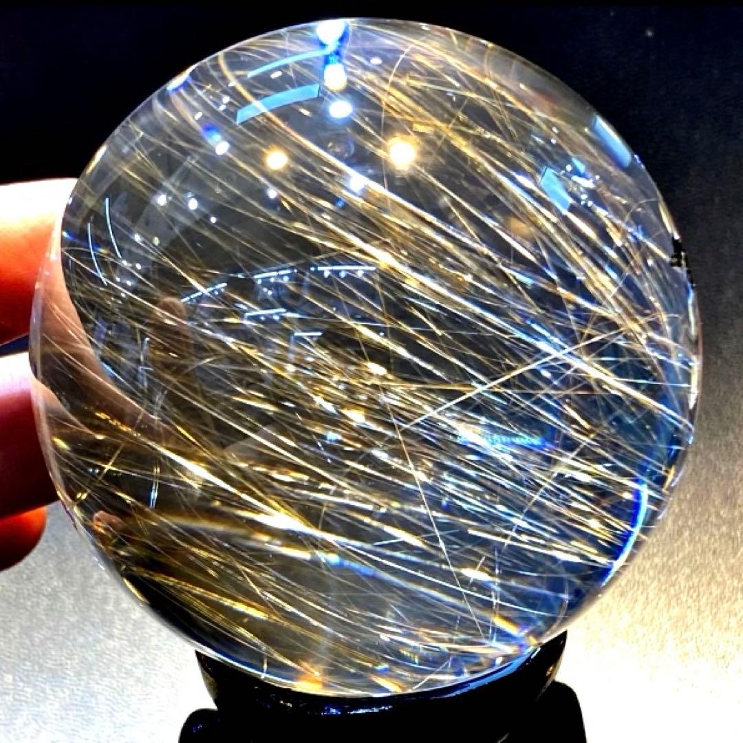 超絶綺麗✨64mm ゴールドルチルクォーツ　丸玉　スフィア　金針水晶