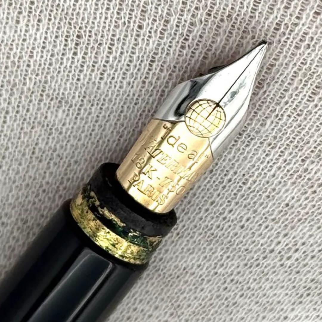 Waterman Ideal 万年筆 黒　ペン先18金　ブックカバー付き