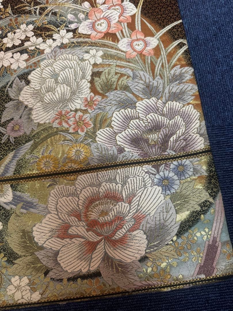 2685袋帯 古代彫金紋 西陣織 金糸　高級上質上品　約440cm 未使用