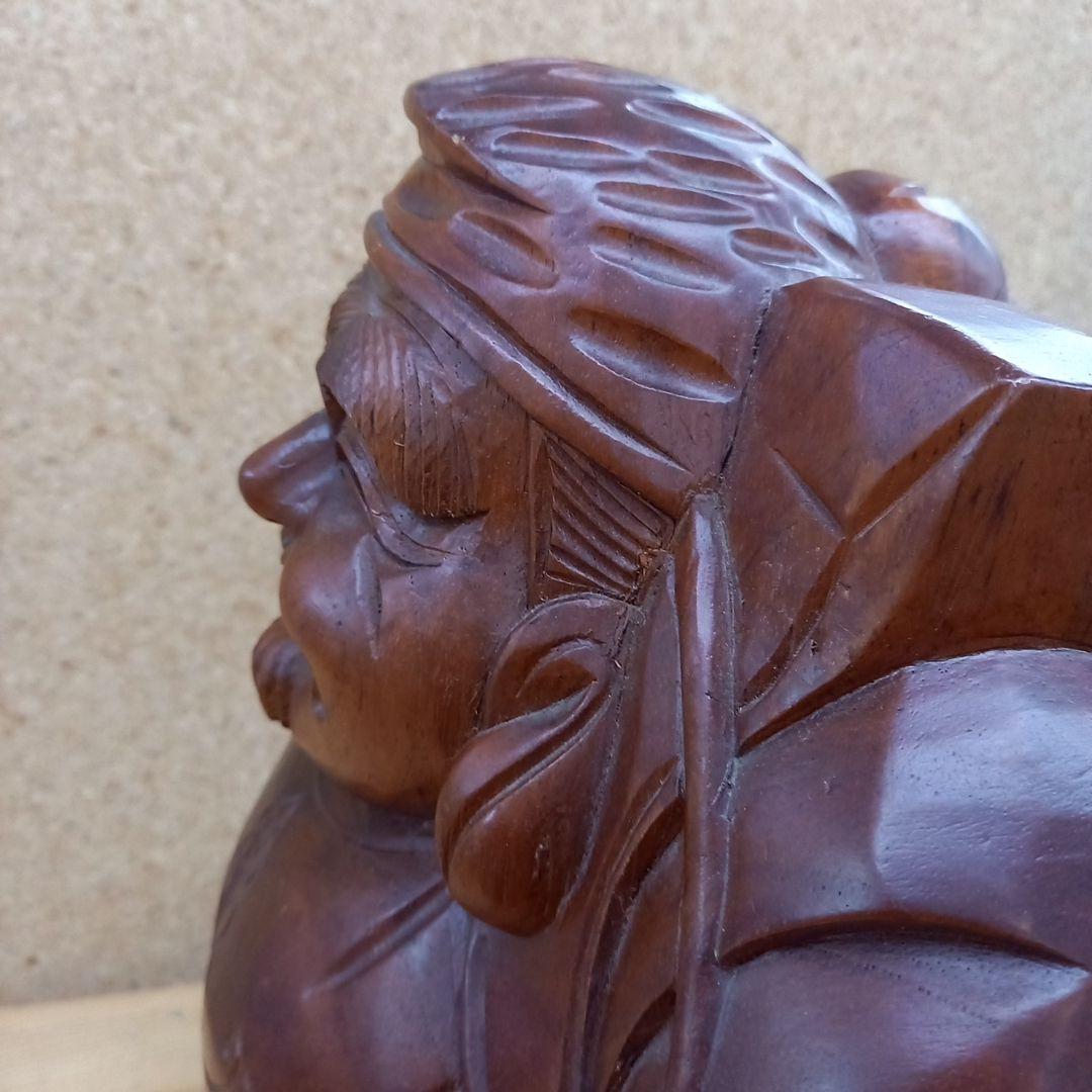 木彫　福の神　彫刻　恵比寿　縁起物　置物　手彫