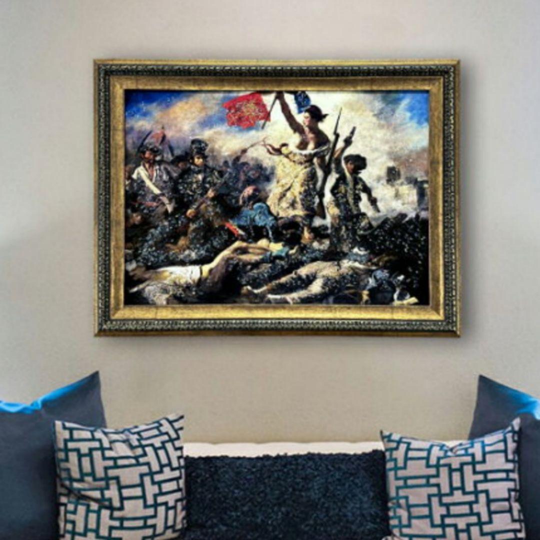 輸入雑貨　天然石　『フランス民衆を導く自由の女神』　水晶絵　クリスタルアート