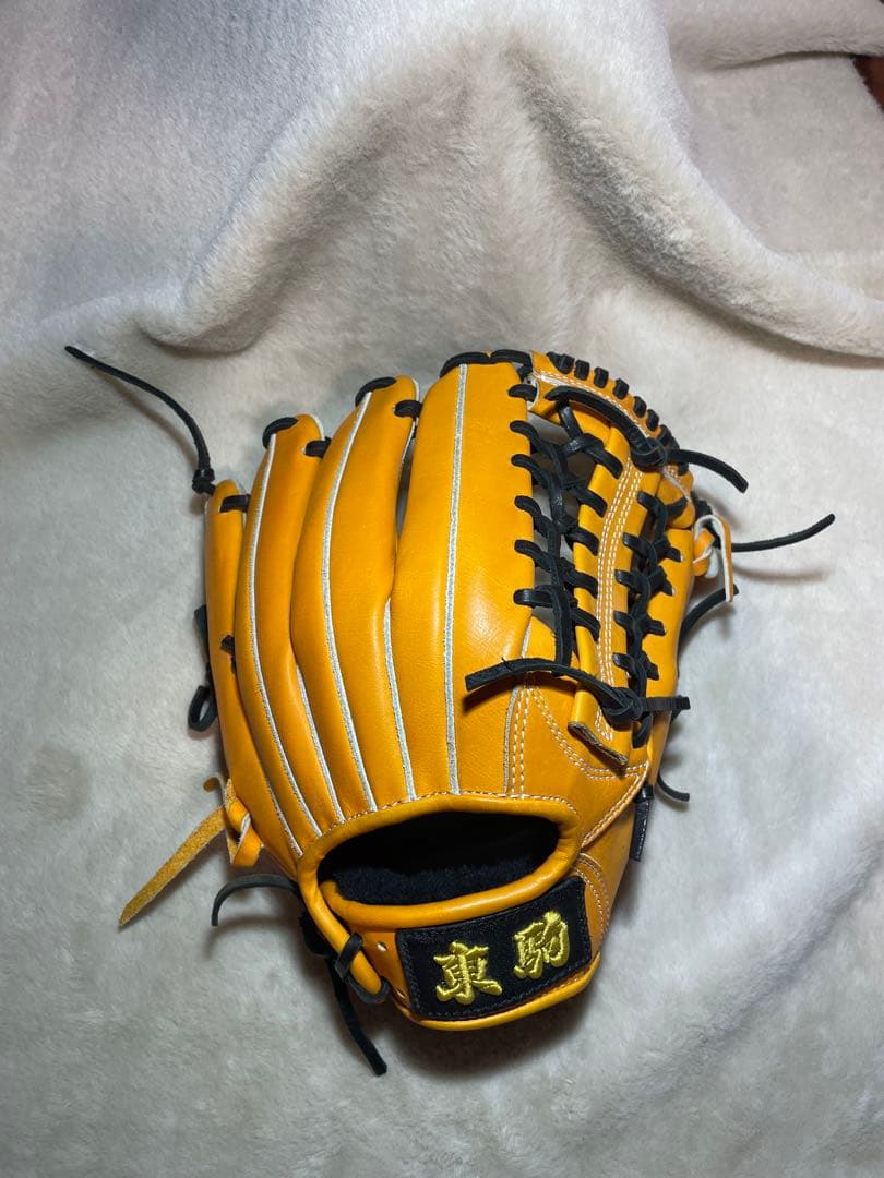 野球　オレンジ レザー 硬式グローブ　東駒