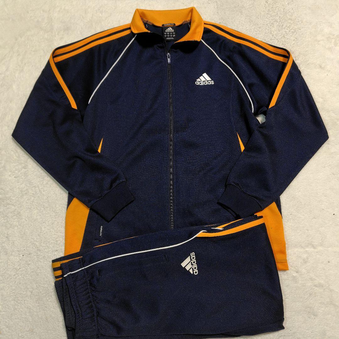 【美品】アディダス adidas ジャージ 上下 ネイビー/オレンジ M