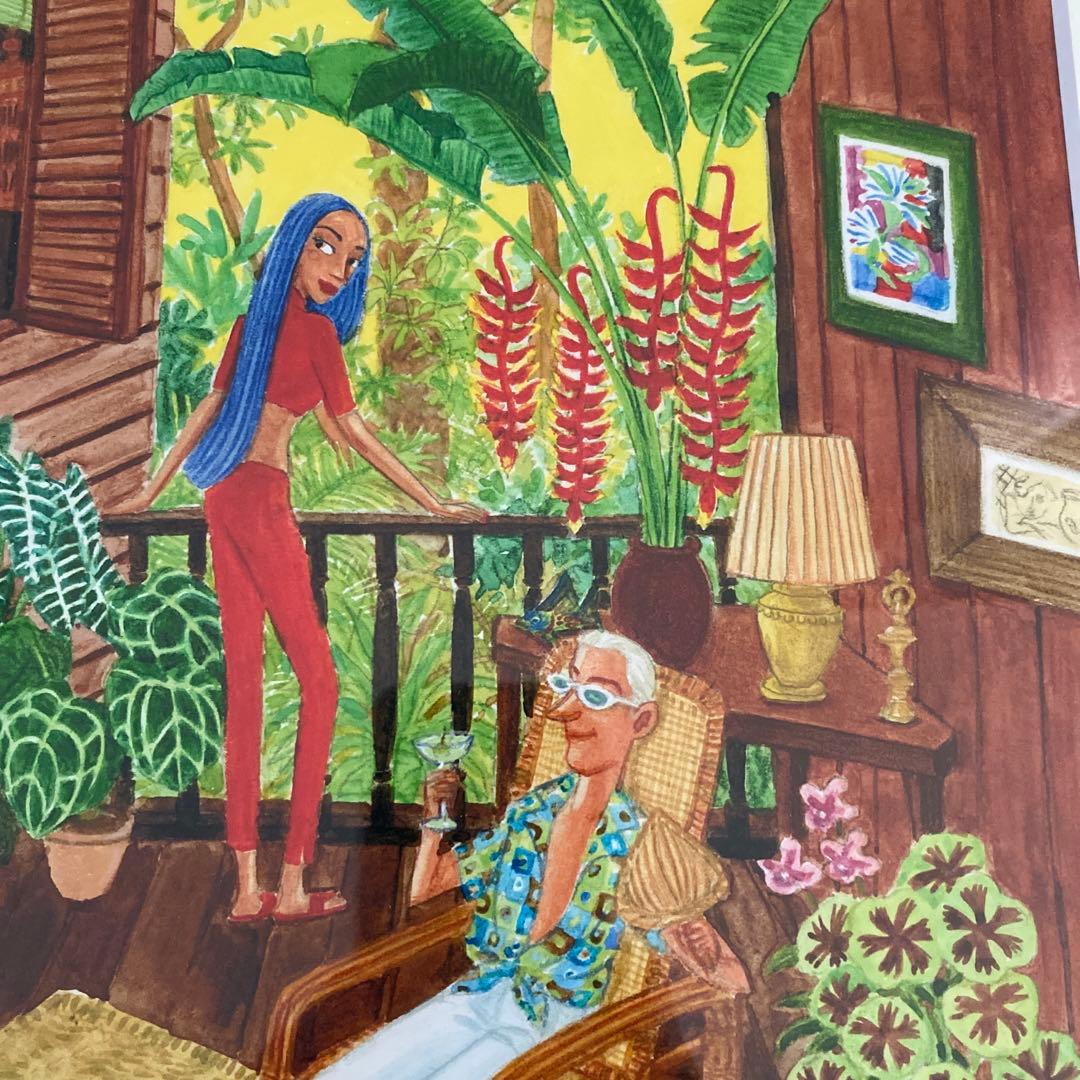 水彩画　夏のインテリア　南国風