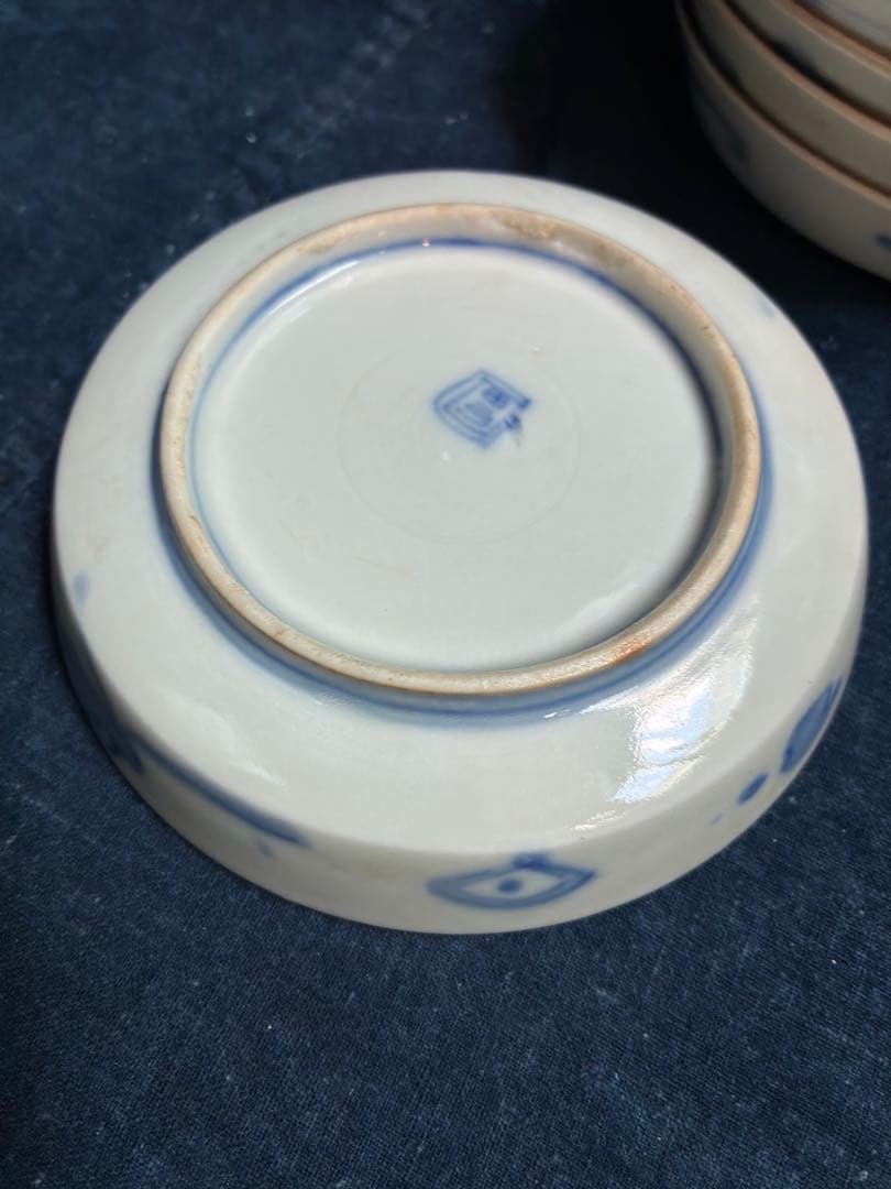 古伊万里　金彩色絵花文様　小皿　5枚　傷無し　明治　直径12.3センチ　取り皿