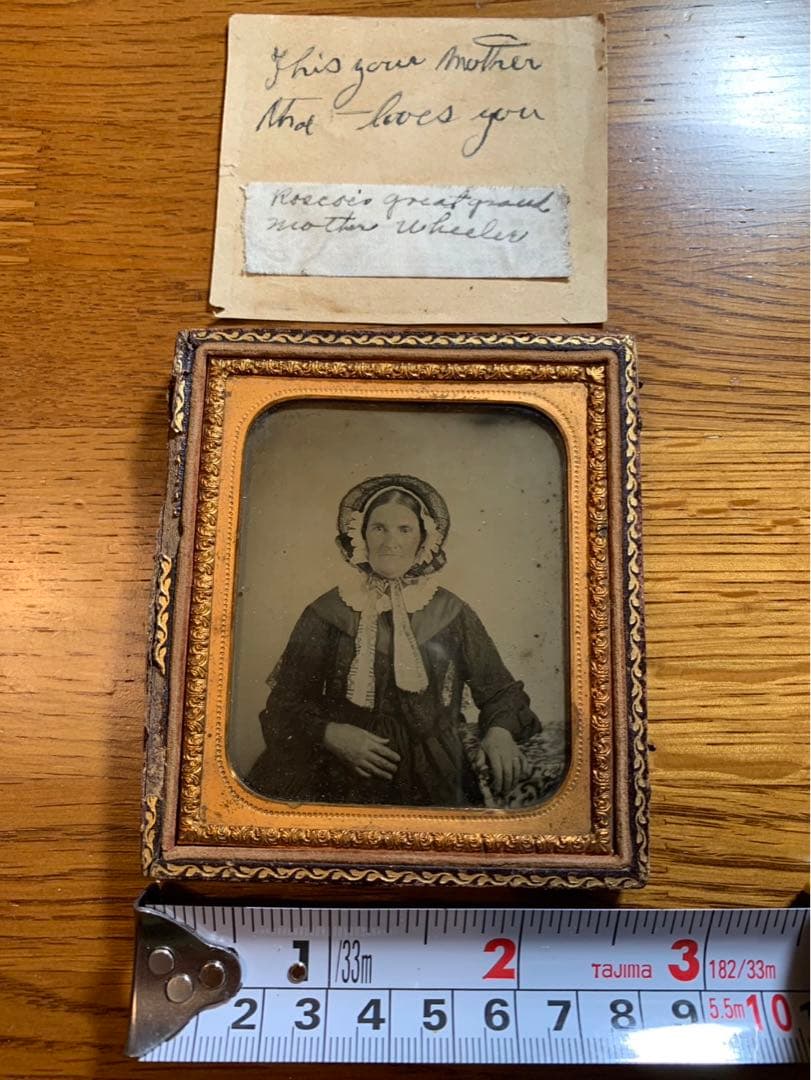 アンブロタイプ　アンティークフォト　ロット（2）夫と妻　面白い手書きのメモ付き。