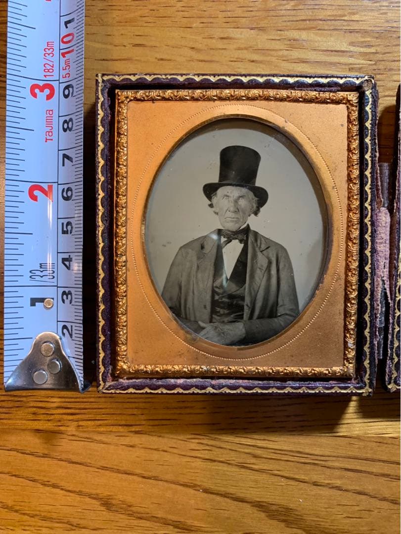 アンブロタイプ　アンティークフォト　ロット（2）夫と妻　面白い手書きのメモ付き。