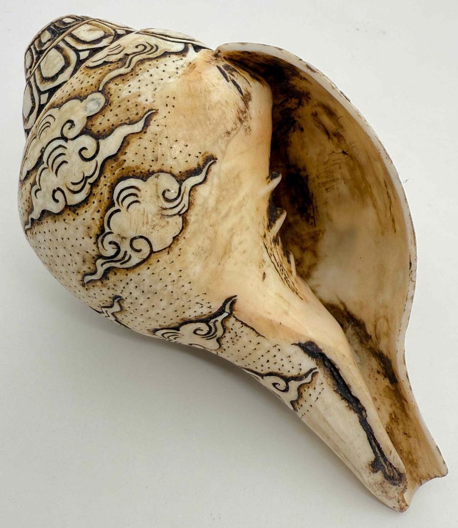 チベット密教法具　法螺貝（シャンカ）サマンタバトラ（ヤブ-ユム（父母尊））