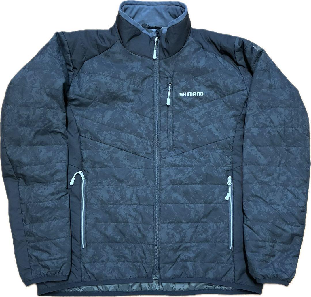 極美品！SHIMANO 中綿 撥水ナイロン 上下セット カモフラ ブラック XL