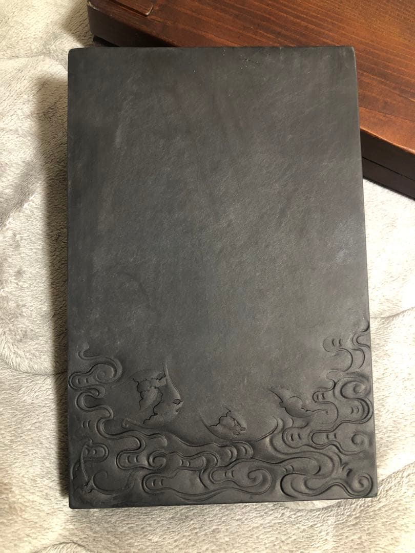 硯 雲蝠紋 旧端溪硯　すずり 青花 文房四寶 書道用品 端渓硯 骨董