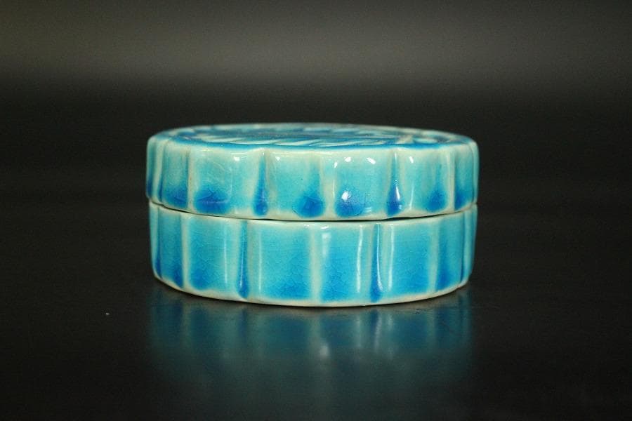 茶道具 浅黄交趾 香合 木箱付(メ1131)