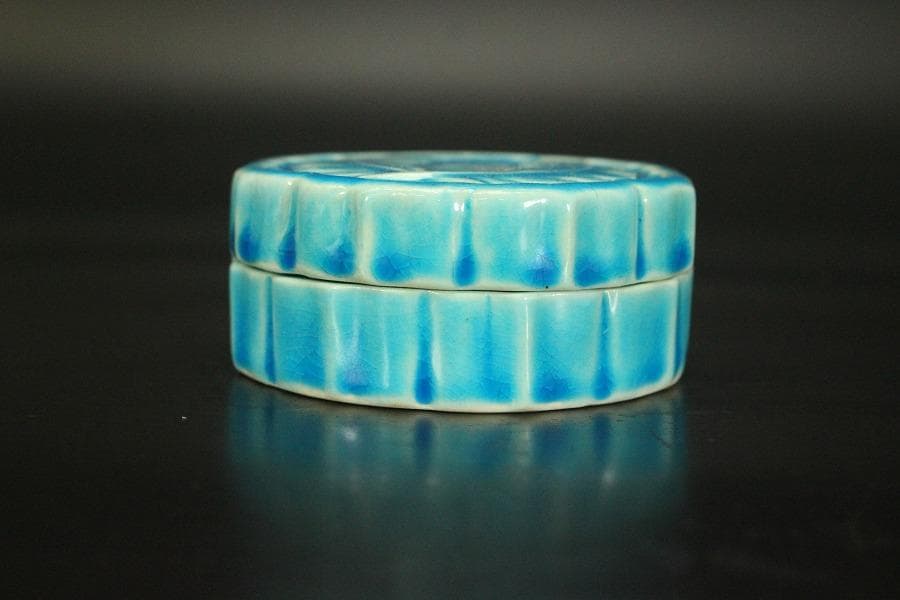 茶道具 浅黄交趾 香合 木箱付(メ1131)